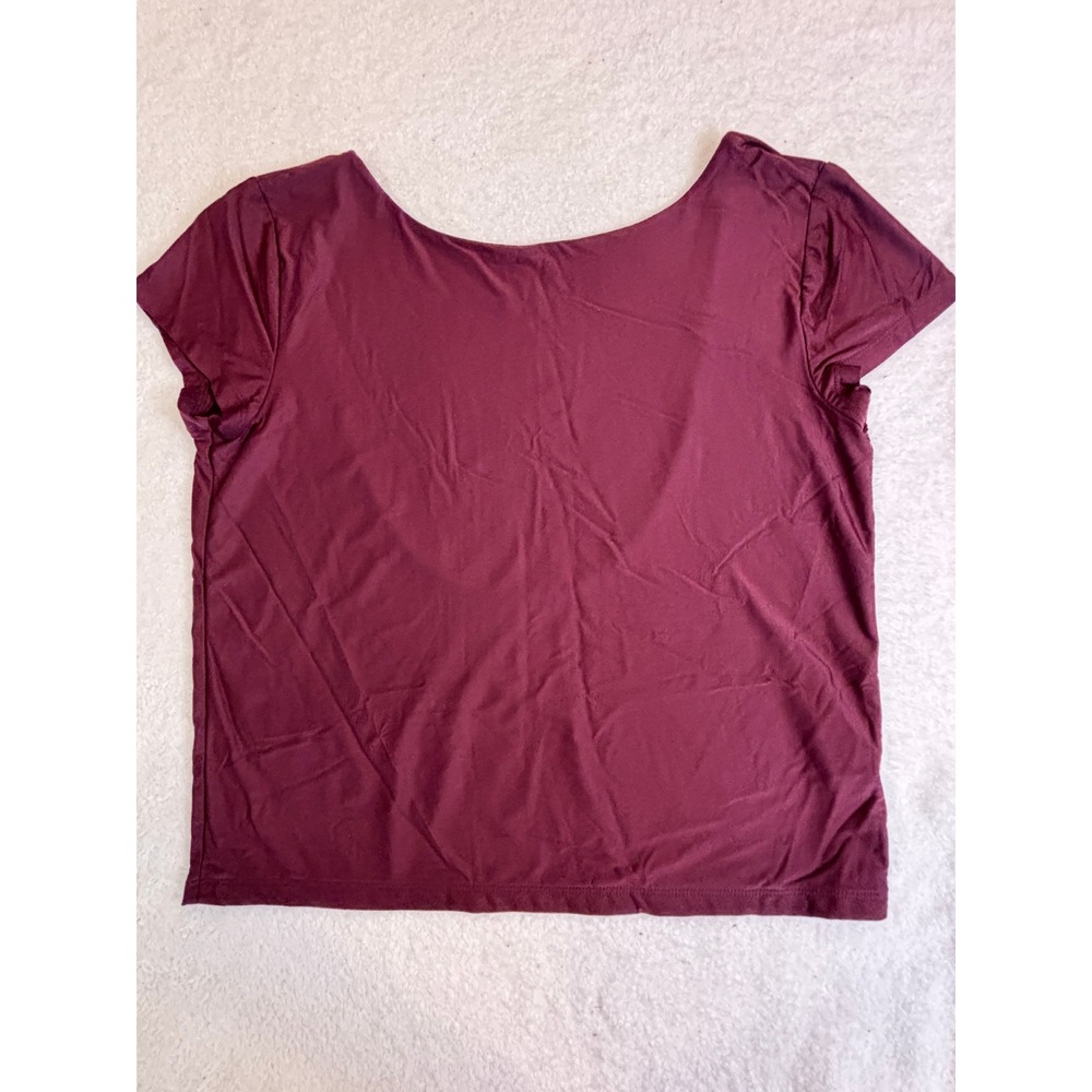 Wild Fable Womens XL Burgundy Scoop Back‎ Short Sleeve Top Maroon Tee